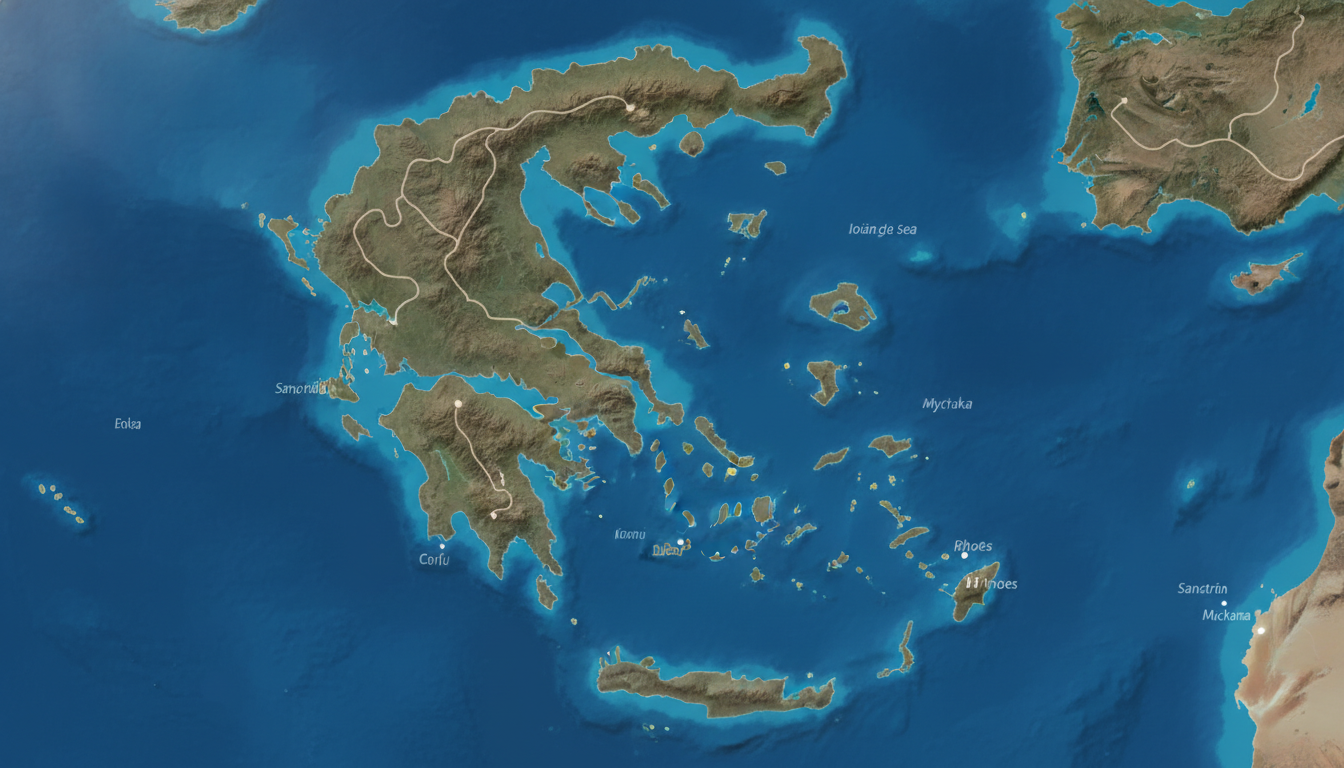 découvrez la carte de grèce avec ses régions, ses îles majeures et des itinéraires de road trip pour explorer ce magnifique pays.