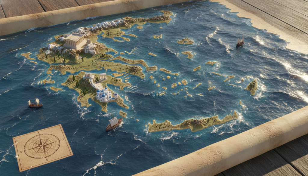 découvrez la carte complète de la grèce avec ses régions, îles majeures et itinéraires de road trip pour organiser votre voyage de rêve.